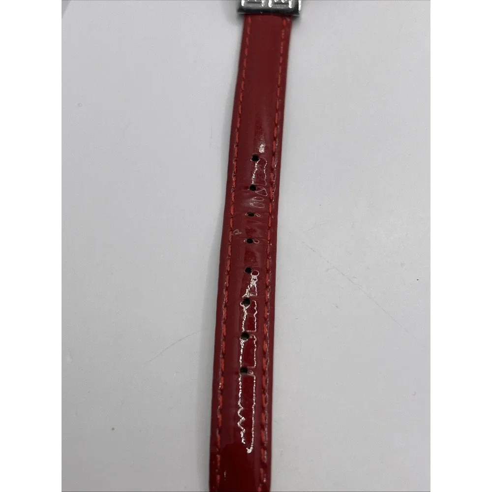 Liz‎ Claiborne Women's Quartz Watch Red Leather Band 32mm Case- New Battery